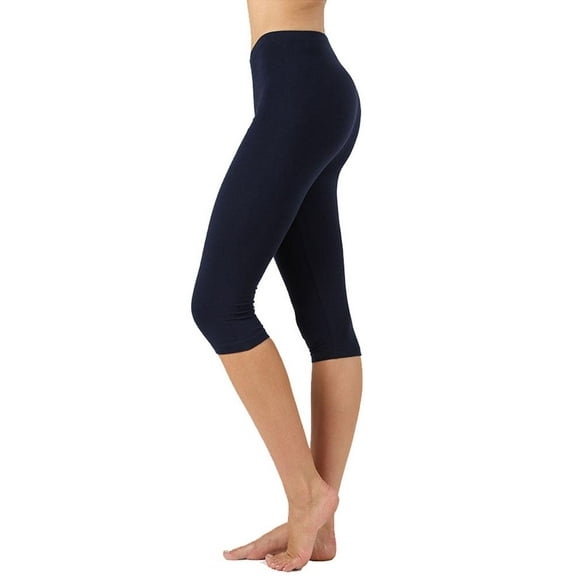 Womens High Waist Seamless Cotton Capri Leggings