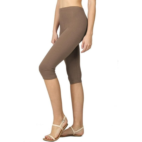 Womens High Waist Seamless Cotton Capri Leggings