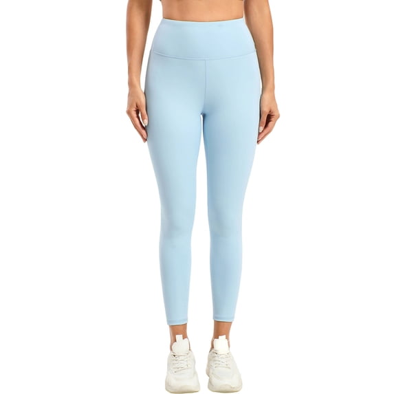 Womens High Waist Seamless Gym Leggings, Squat Proof Stretchable Tight Sports Pants for Yoga Workout Light Blue L