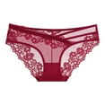 thumbnail image 1 of Womens High Waist Sexy Lace Mesh Underwear Womens Underwear Comfortable Lace Thong Ruffled Panties Women Pack Barely There Panties for Women Bikini Lot Feel Foxy Booster on Clearance XL Red, 1 of 3