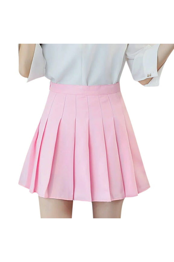Womens High Waist Skirt Retro y2k Solid Color Pleated Skirt Girls Slim Party Mini Skirt