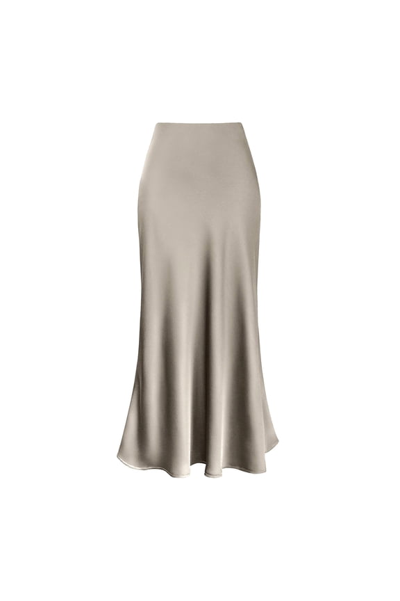 Women's Skirt High Waist Skirt Solid Satin Dress Zipper Elegant Skirt Lady Casual Skirt Spring And Summer