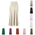 thumbnail image 1 of Womens High Waist Skirt Solid Satin Dress Zipper Elegant Skirt Table Skirts for Rectangle Tables 8ft, 1 of 3