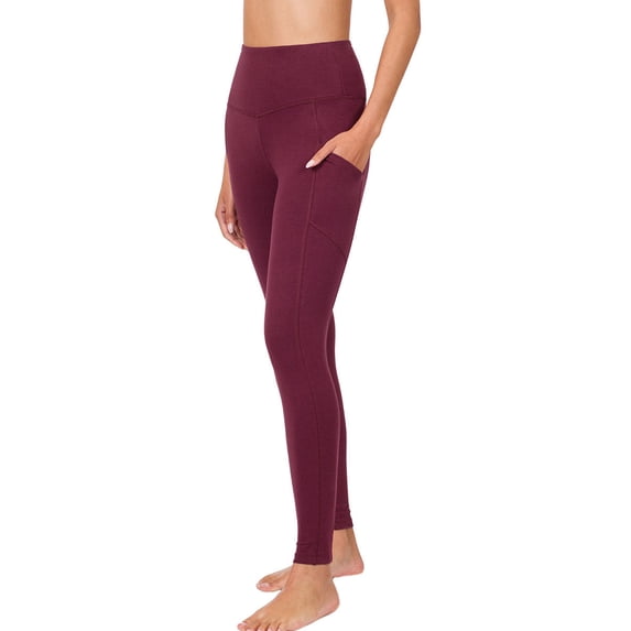 Womens High Waist Solid Cotton Yoga Pants Workout Leggings