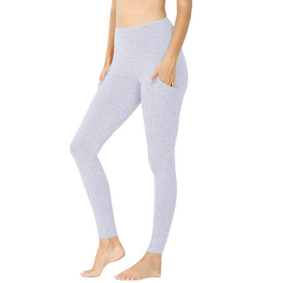 Womens High Waist Solid Cotton Yoga Pants Workout Leggings