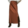 thumbnail image 1 of Womens High Waist Solid Satin Skirt - Elastic Waist Elegant Dress Skirt, 1 of 6