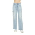 thumbnail image 1 of Womens High Waist Straight Leg Cargo Jeans With Multiple Pockets Washed Denim For Everyday Utility Flattering Fit, 1 of 8