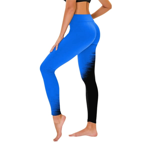 Womens High Waist Stretch Yoga Leggings Colorblock Printed Slimming Control Full Length Workout Active Pants