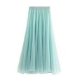 thumbnail image 1 of Womens High Waist Tulle Skirt Elastic Mesh Princess Wedding Dance Pleated Maxi Length Skirt, 1 of 5
