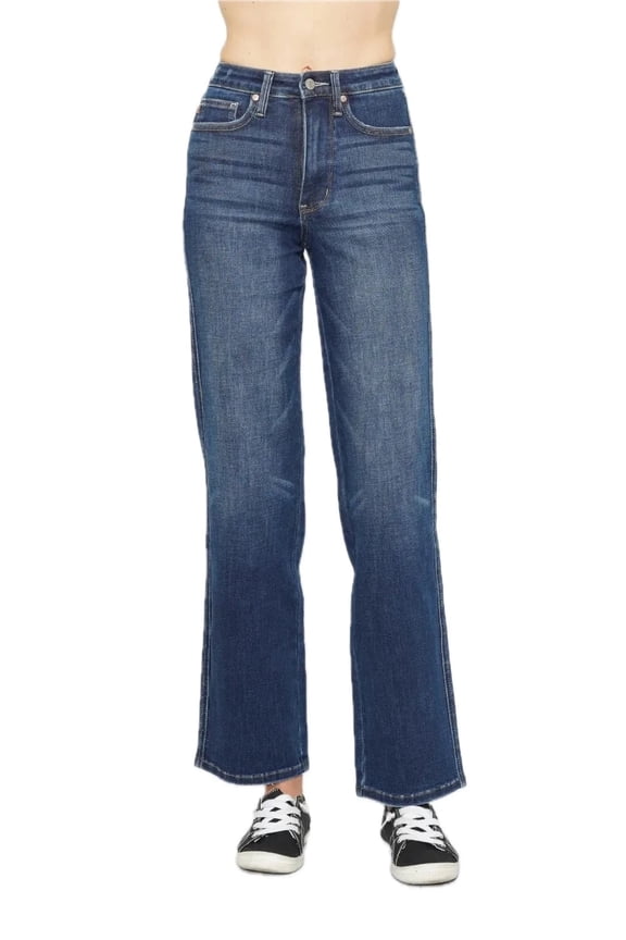 Womens High Waist Tummy Control Jeans with Washed Finish Front and Back Pockets Slimming Denim Pants Durable Versatile