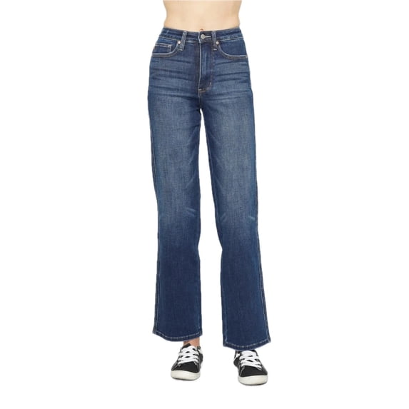 Womens High Waist Tummy Control Jeans with Washed Finish Front and Back Pockets Slimming Denim Pants Durable Versatile