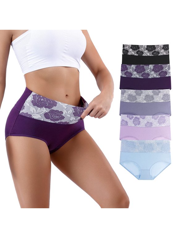 Womens High Waist Underwear,Tummy Control briefs,Postpartum Panties,Full Coverage(5Pack-L), Large