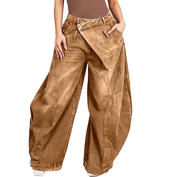 Womens High Waist Vintage Distressed Denim Jeans Reversed Waistband For Unique Everyday Style Denim Jeans For Women