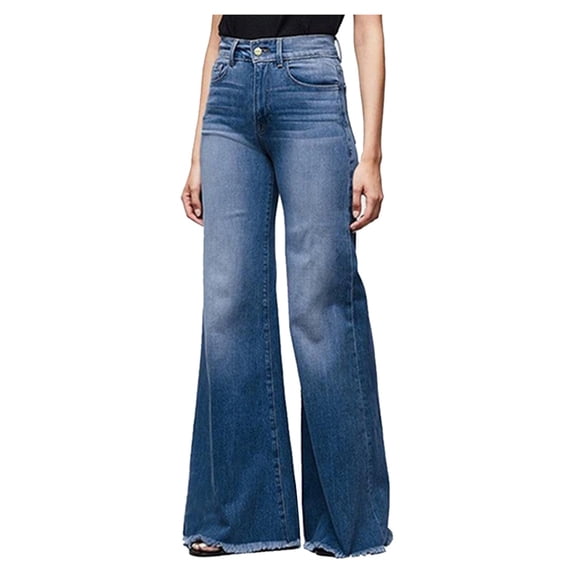 Womens High Waisted Jeans Wide Leg Denim Trousers Fashion Casual Long Pants Tummy Control Wide Leg Jeans Stretchy Denim Pants
