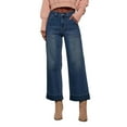 thumbnail image 1 of Womens High Waist Wide Leg Jeans Trendy Cropped Denim Pants Solid Ankle Length Stretchy Jeans with Pockets Blue L, 1 of 9