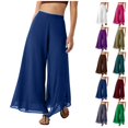 thumbnail image 1 of Womens High Waist Wide Leg Pants Chiffon Palazzo Loose Fit Flowy Lightweight Long Trousers Casual Fashion Outfits Clothes, 1 of 5