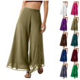thumbnail image 1 of Womens High Waist Wide Leg Pants Chiffon Palazzo Loose Fit Flowy Lightweight Long Trousers Casual Fashion Outfits Clothes, 1 of 5