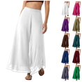 thumbnail image 1 of Womens High Waist Wide Leg Pants Chiffon Palazzo Loose Fit Flowy Lightweight Long Trousers Casual Fashion Outfits Clothes, 1 of 5