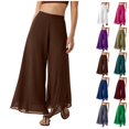thumbnail image 1 of Womens High Waist Wide Leg Pants Chiffon Palazzo Loose Fit Flowy Lightweight Long Trousers Casual Fashion Outfits Clothes, 1 of 5