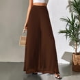 thumbnail image 1 of Womens High Waist Wide Leg Pants Chiffon Palazzo Loose Fit Flowy Lightweight Long Trousers Fashion Outfits Clothes Brown XL, 1 of 6