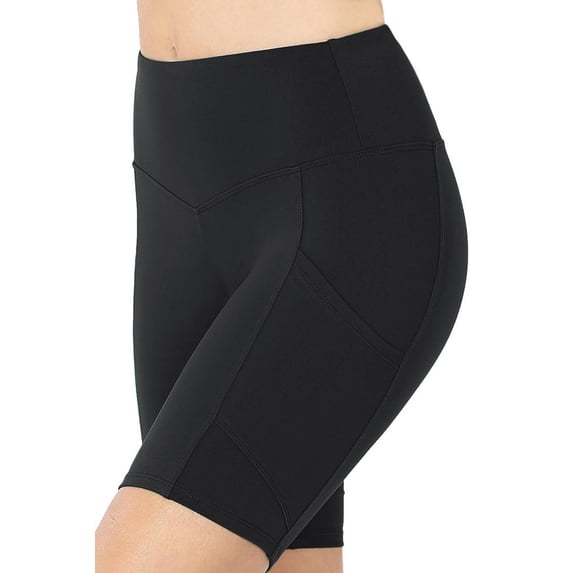 Womens High Waist Workout Biker Running Yoga Shorts w Pockets