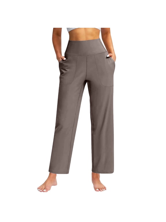 Womens High Waist Yoga Capri Leggings Tummy Control Compression Workout Running Athletic Capri Pants Coffee XXL