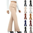 thumbnail image 1 of Womens High Waist Yoga Dress Pants Wide Leg Stretchy Work Slacks Business Casual Pull On Trousers with Pockets Camel 2XL, 1 of 9