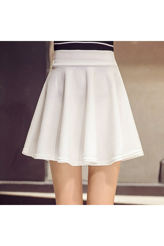 Womens High Waist a Line Mini Skirt Fashion Casual Pleated Skort Short Mini Skirts for Tennis Golf White 3XL