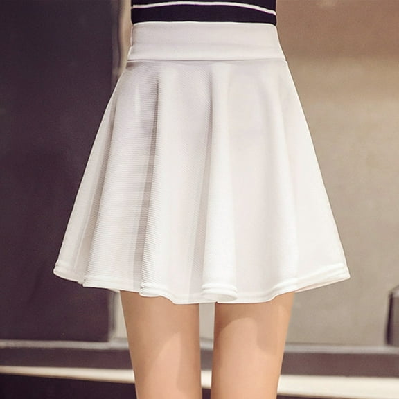 Womens High Waist a Line Mini Skirt Fashion Casual Pleated Skort Short Mini Skirts for Tennis Golf White XXL