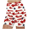 thumbnail image 1 of Womens High Waisted American Flag Shorts Stretch Star Stripes Yoga Beach Workout with Elastic Waist Pockets 4th of July Patriotic Casual Summer Outfits, 1 of 5