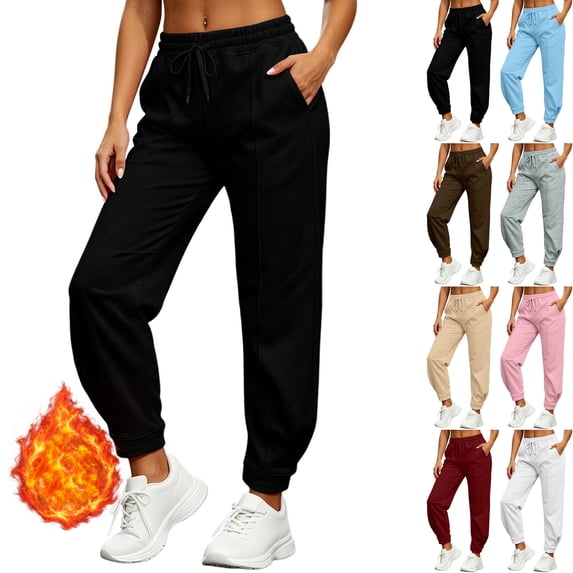 Womens High Waisted Athletic Joggers Fleece Workout Sweatpants Pintuck Tapered Drawstring Elastic Waist Track Pants with Pockets for Running, Black, XXL