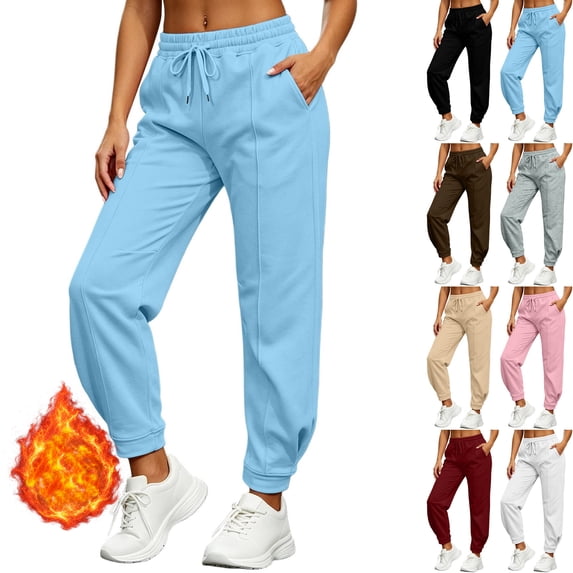 Womens High Waisted Athletic Joggers Fleece Workout Sweatpants Pintuck Tapered Drawstring Elastic Waist Track Pants with Pockets for Running, Blue, XL