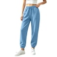 thumbnail image 1 of Womens High Waisted Baggy Sweatpants Fleece Lined Sweatpants Fall Winter Athletic Joggers Lounge Trousers Cinch Bottom Sweatpants, 1 of 5