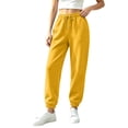 thumbnail image 1 of Womens High Waisted Baggy Sweatpants Fleece Lined Sweatpants Fall Winter Athletic Joggers Lounge Trousers Cinch Bottom Sweatpants, 1 of 5