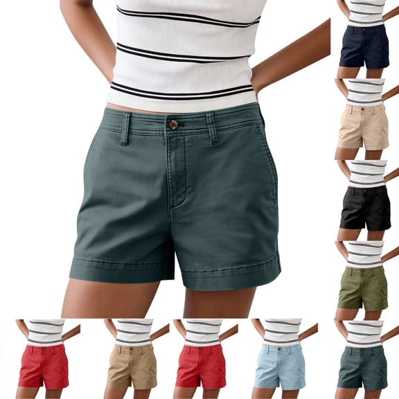 Womens High Waisted Bermuda Shorts Chino Button Fly With Pockets Shorts Soft Summer Daily Casual Bottoms ,XL,#01 dark blue