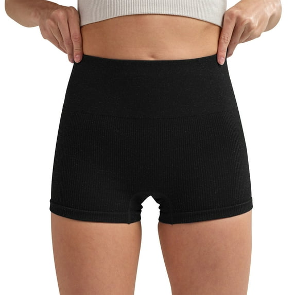 Womens High Waisted Biker Shorts Seamless Yoga Shorts with Tummy Control Ribbed Glitter Workout Lounge Athleisure,Size S