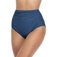 thumbnail image 1 of Charmo Womens High Waisted Bikini Bottom Ruched Side Swimsuits Bottoms Solid Tankini Briefs, 1 of 7