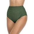 thumbnail image 1 of Womens High Waisted Bikini Bottom Ruched Side Swimsuits Bottoms Solid Tankini Briefs, 1 of 6