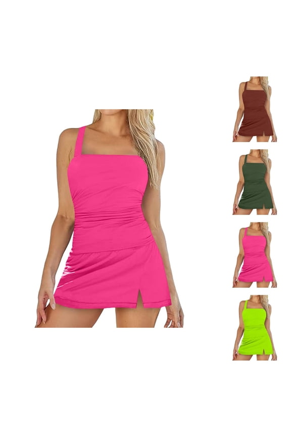 Womens High Waisted Bikini Set V Neck Two Piece Swimsuit Tummy Control Bathing Suit Push Up Swimwear for Beach Vacation Pool Party