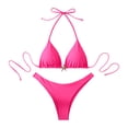 thumbnail image 1 of Womens High Waisted Bikini Set with Drawstring Push Up Two Piece Swimsuit Adjustable Side Tie BottomsSwimwear Hot Pink, 1 of 7