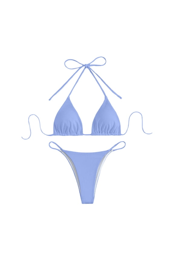 Womens High Waisted Bikini Sets 2 Piece Drawstring Control Swimwear String Triangle Bikini Sets For Summer Swimming,Size:M