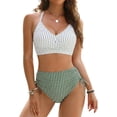 thumbnail image 1 of Womens High Waisted Bikini Sets Drawstring Tummy Control Swimsuits Crisscross Tie Back Bathing Suit, 1 of 12