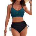 thumbnail image 1 of Womens High Waisted Bikini Sets Drawstring Tummy Control Swimsuits Crisscross Tie Back Bathing Suit, 1 of 12