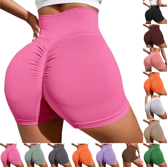 Womens High Waisted Butt Lifting Athletic Shorts Seamless Ruched Back Smoothing Exercise Short Legging for Women
