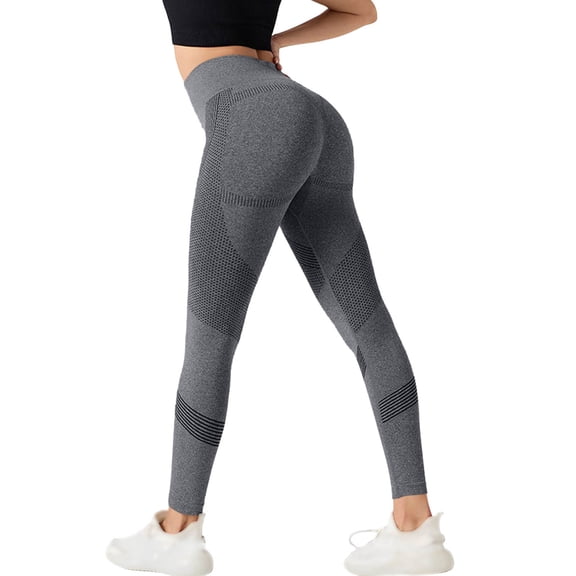 Womens High Waisted Butt Lifting Seamless Resistance Band Leggings,Built-in Bands for Yoga Gym Sculpting Leggings Gray L