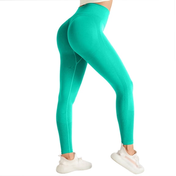 Womens High Waisted Butt Lifting Seamless Resistance Band Leggings,Built-in Bands for Yoga Gym Sculpting Leggings Green S