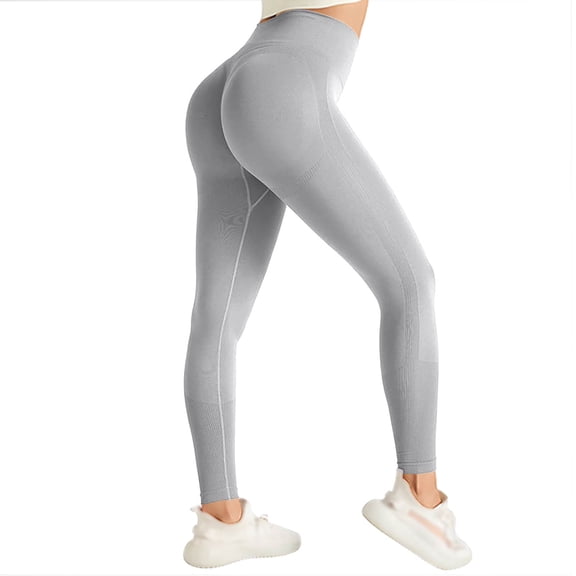 Womens High Waisted Butt Lifting Seamless Resistance Band Leggings,Built-in Bands for Yoga Gym Sculpting Leggings Light Gray S