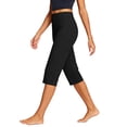 thumbnail image 1 of Womens High Waisted Button Fly Stretchy Capris, Tummy Control Straight Leg Cropped Pants Black S-XXL,Size XL, 1 of 5