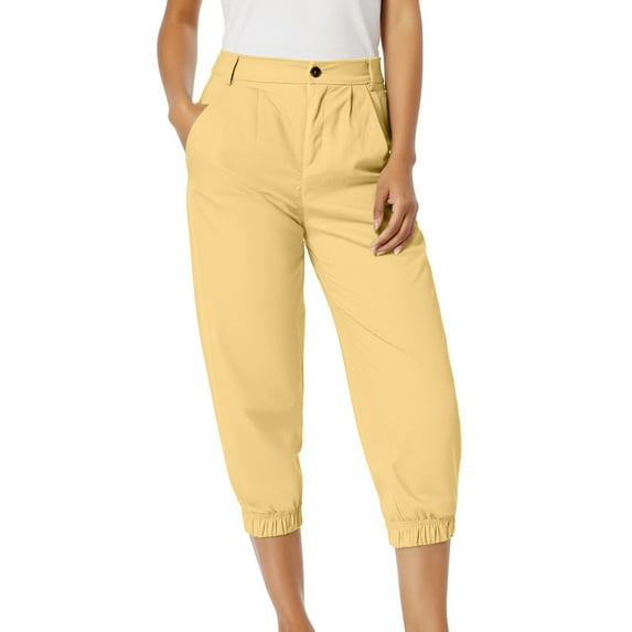 Womens High Waisted Capris Joggers Pants Casual Solid Color Summer Cropped Lounge Pant for Running Hiking Walking