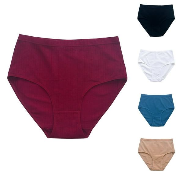 Womens High Waisted Cotton Underwear Breathable Comfort Fit Large Size Daily Essential Briefs